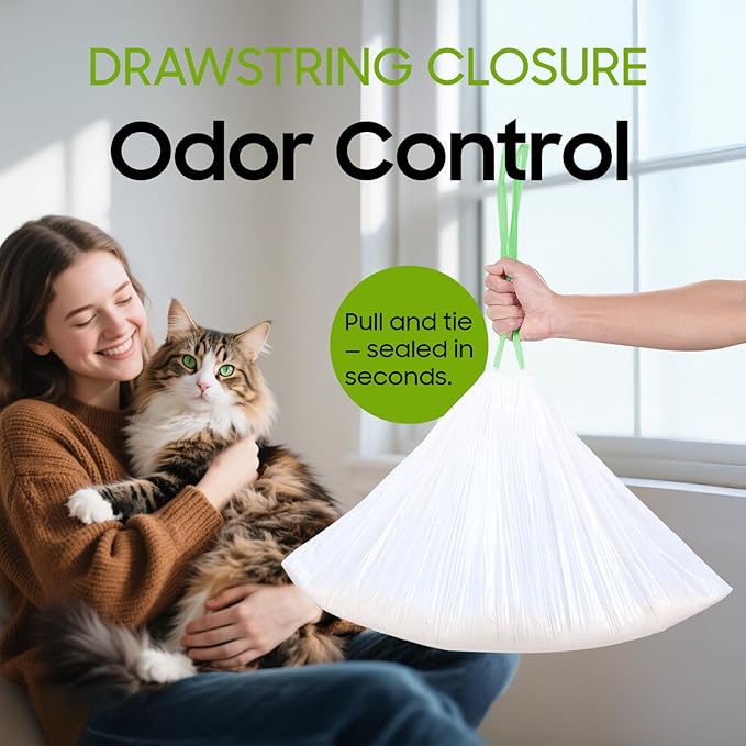 14 Count Cat Litter Box Liners, Drawstring Large/Jumbo Cat Litter Liner Bags For Litter Box, Kitty Litter Liner Heavy Duty Pre-Separated 36" x 16"