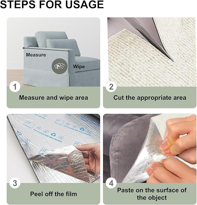 Cat Scratch Couch Furniture Protector, Adhesive Cat Scratch Pad Deterrent for Furniture, DIY Climbing Cat Scratcher Couch Protector from Cat Claws Scratching for Indoor (OffWhite, 78.7x15.8Inch)