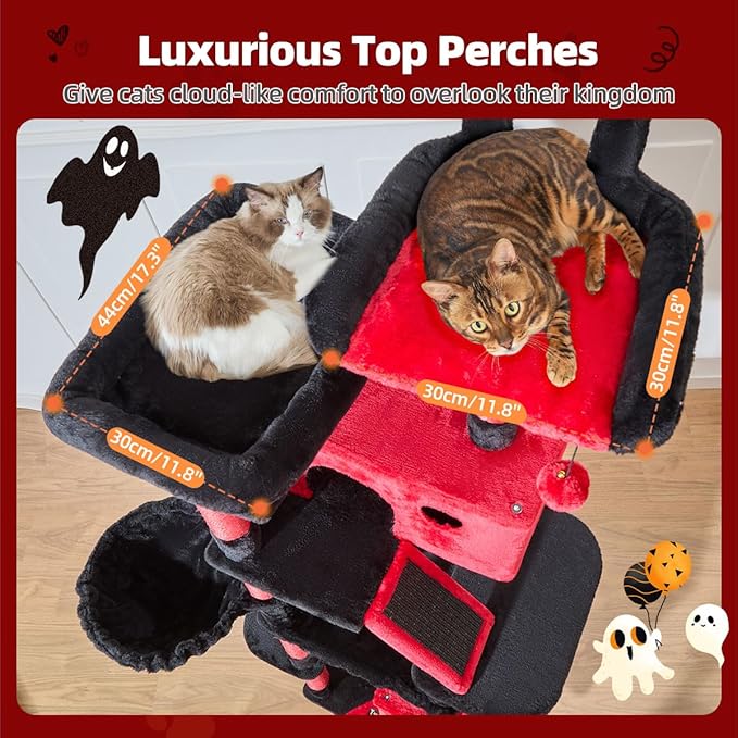 Taoqimiao Cat Tree 71-Inch, Cat Tower for Indoor Cats Large Adult, Multi-Level Large Cat Condo, 8 Sisal Scratching Posts, Metal Frame Cozy Hammock, Scratch Board, 2 Top Perches, Jelly Pink MS026LP