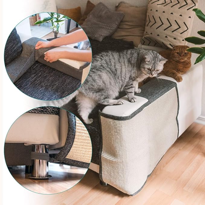 Navaris Cat Scratch Mat Sofa Protector - Natural Sisal Furniture Protector Scratching Pad for Cats - Scratch Carpet for Couch, Sofa, Chair