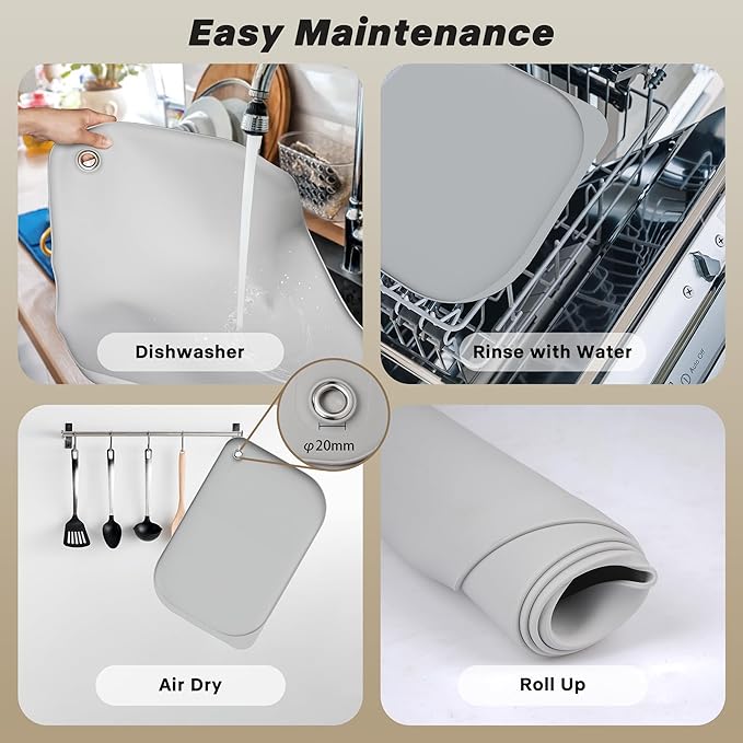 Dog & Cat Mat for Food and Water - Nityers Dog Food Mat for Floors Waterproof with Pocket, High Raised Edges, Thicker BPA Free Silicone, Pet Feeding mat for Bowl, Automatic pet Feeder, Water Fountain