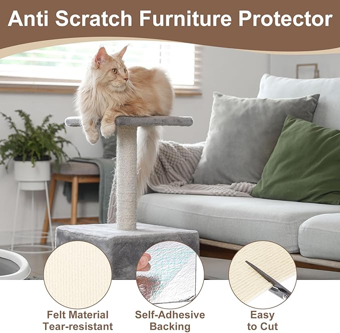 uxcell Self-Adhesive Cat Scratching Mat, 1 Roll 78.7" x 15.8" Couch Protector from Cat Claws for DIY Sofa, Wall, Doors, Cut Anti Cat Scratch Pad Carpet Mat, Beige