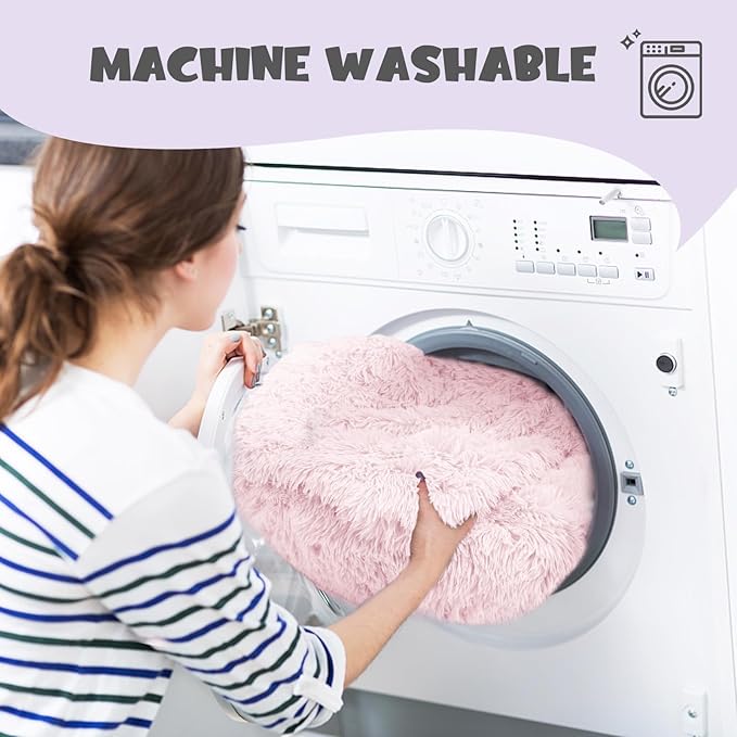 Himax Dog Beds for Large Dogs, Comfort Dog Bed with Blanket Attached, Calming Anti-Anxiety Fluffy Dogs Beds Washable (20"/26"/35") Pink