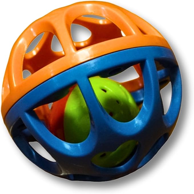 Large Cat Ball Toy with Bell Durable Self-Entertainment Colorful Indoor Exercise (Blue & Red)