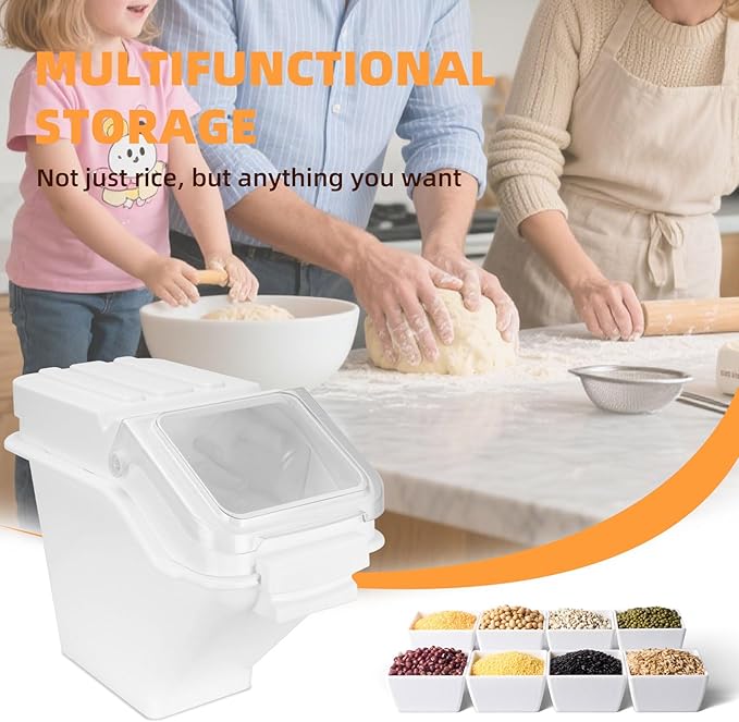 53LB Airtight Flour Storage Container With Scoop for Dry Food, Sugar, Baking Supplies,Rice.BPA Free Ingredient Storage Bin，Pet Food Storage Container Dog Cat Birds Food Bin (53 LB)