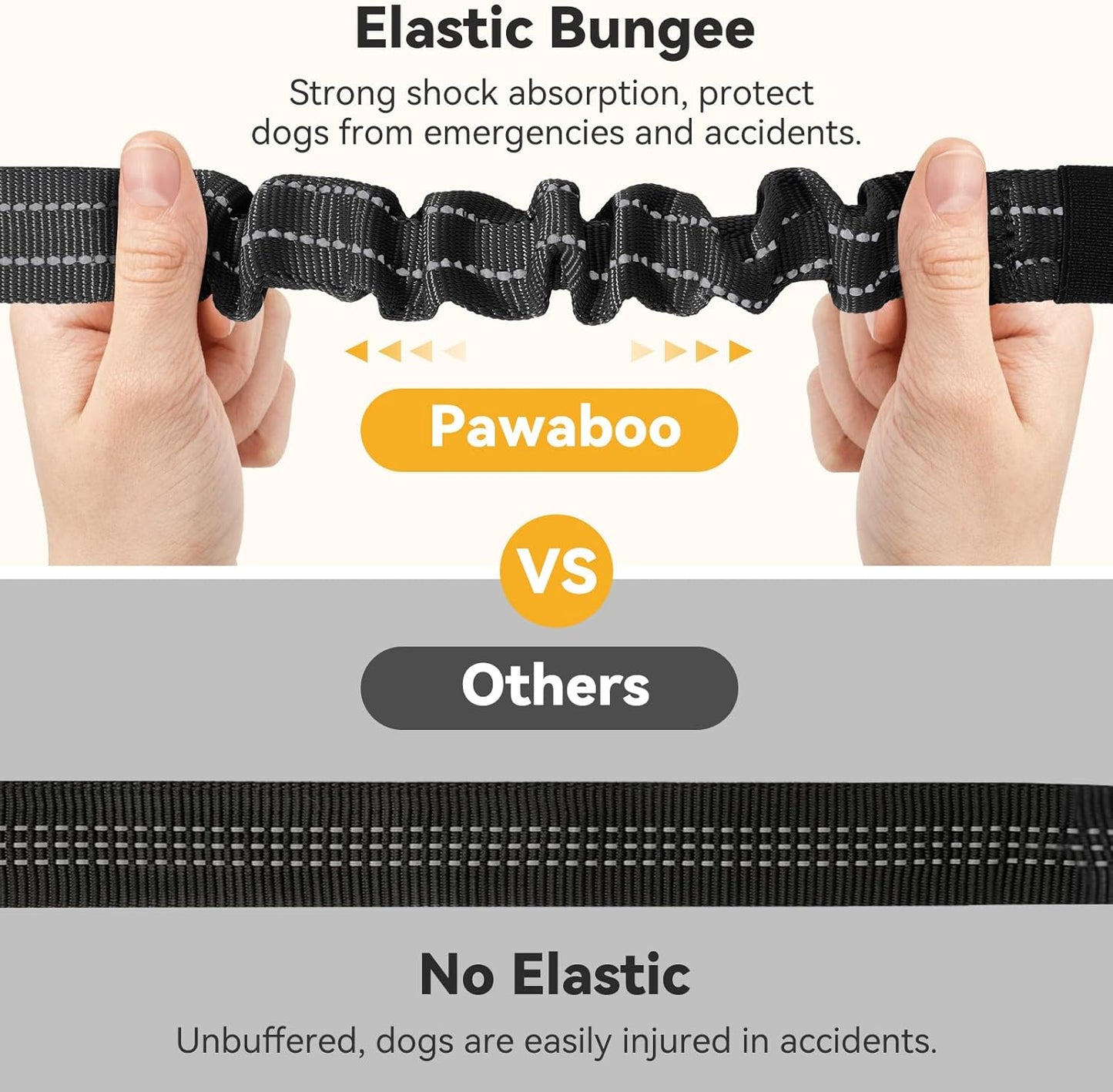 Pawaboo 2Pack Dog Seatbelt for Car, 3-in-1 Dog Car Seat Belt Bungee,Shockproof Dogs Tether for Car with Buckle & Hook Latch, Adjustable Reflective Dog Car Harness Leash with 360° Lockable Buckle,Black