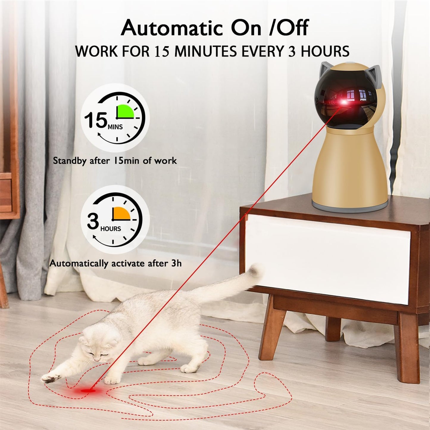 Interactive Cat Laser Toy Automatic for Indoor Cats,Real Random Trajectory Rechargeable Laser Cat Toys for Indoor Cats/Kittens/Dogs