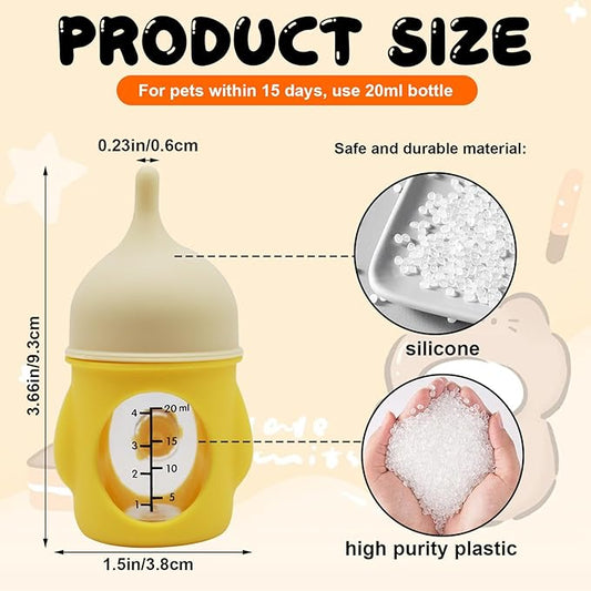 Pet Feeder Bottle Animal Feeding Bottles Kitten Bottles for Nursing Dog Cat Milk Feeding Bottle Anti-Choking Design for Newborn Kittens Puppies Small Animals (20 ml)