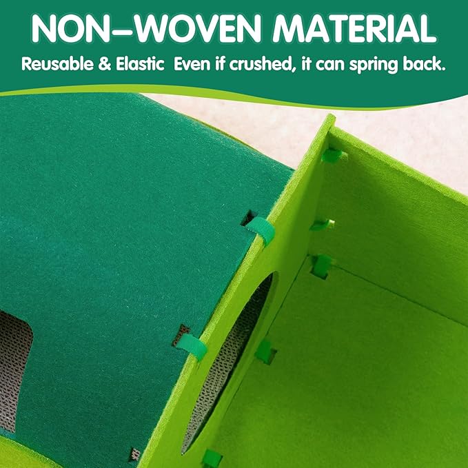 Cat Tunnel Train with Scratching Board, Cat Interactive Toys 51" Non-Foldable Rebound Felt Cute Pet Tube Round Indoor Pet Toy & Hideout for Small Medium Kitten