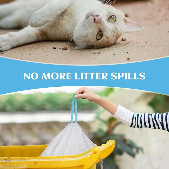 120 Count Self-Cleaning Cat Litter Box Liners Bag Compatible with Litter-Robot 3/4, Heavy Duty Thick Drawstring Replacement Cat Litter Bags for Litter-Robot 3/4 Self Cleaning Litter Box Bags 25 * 15"