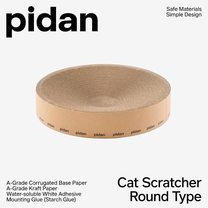 pidan Cat Scratcher Cardboard, Round Cat Scratchers Bed for Indoor Cats Scratching Board,A-Grade Corrugated Base Paper,Safe Glue (Round Type)