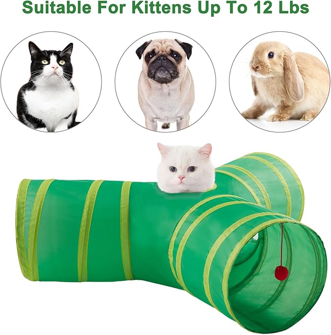 Cat Tunnels for Indoor Cats 3 Way Play Toy Kitty Tunnel Peek Hole Toy with Ball for Cat Tube Fun for Rabbits Kittens and Dogs