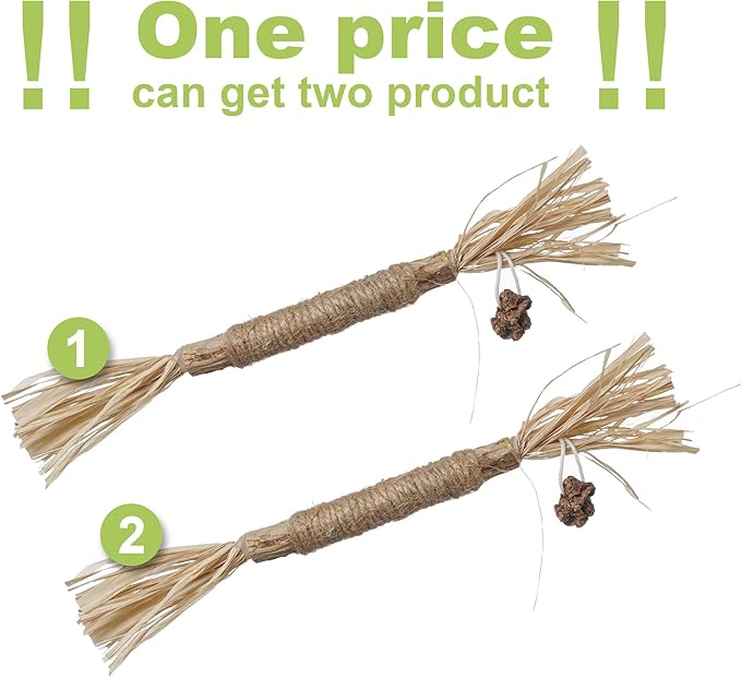 PAZ'S GIFT Catnip Toy Cat Toys Catnip Toy cat chew Toy cat Kicking silvervine Stick Teeth Cleaning Cute Kitten Teething Indoor Interactivecat Dental Care Matatabi (Raffia 2pcs)