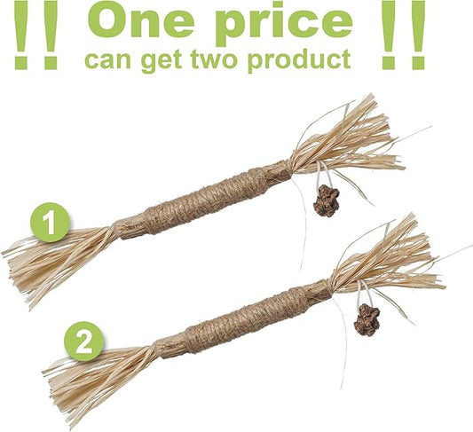 PAZ'S GIFT Catnip Toy Cat Toys Catnip Toy cat chew Toy cat Kicking silvervine Stick Teeth Cleaning Cute Kitten Teething Indoor Interactivecat Dental Care Matatabi (Raffia 2pcs)