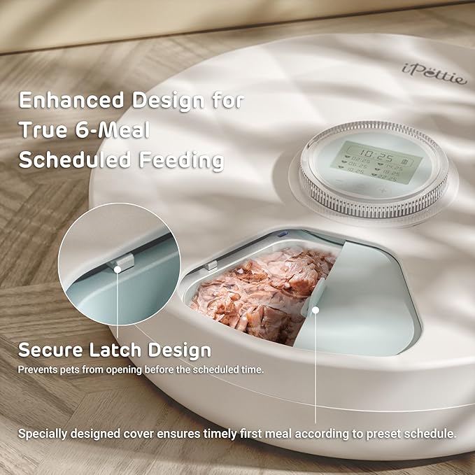 [Stainless Steel Food Tray] Brioche Automatic Wet Food Feeder for Pets - True 6-Meal Cordless Fresh Can Dispenser with Two Ice Packs, Perfect for Newborn Senior Sick Cats and Small Dogs