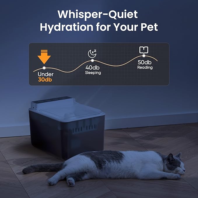 Cat Water Fountain with Dust Cover, 102 oz/3L Automatic Cat Water Dispenser Bowl with Battery Operated, Cat Fountain Super Silent Pet Water Fountain for Dogs and Cats Indoor(<30dB)