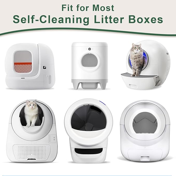 40 Count Cat Litter Box Liners and Bags for Automatic Cat Litter Boxes,Waterproof Easy Cleanup,Heavy Duty,Unscented,Hypoallergenic & Pet-Safe (Green)