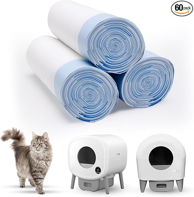60 Count 26" x 11.8" Cat Litter Box Liners for Fsitego and Fumoi Self Cleaning Litter Box, Extra Thick Heavy Duty Cat Litter Bags Replacement