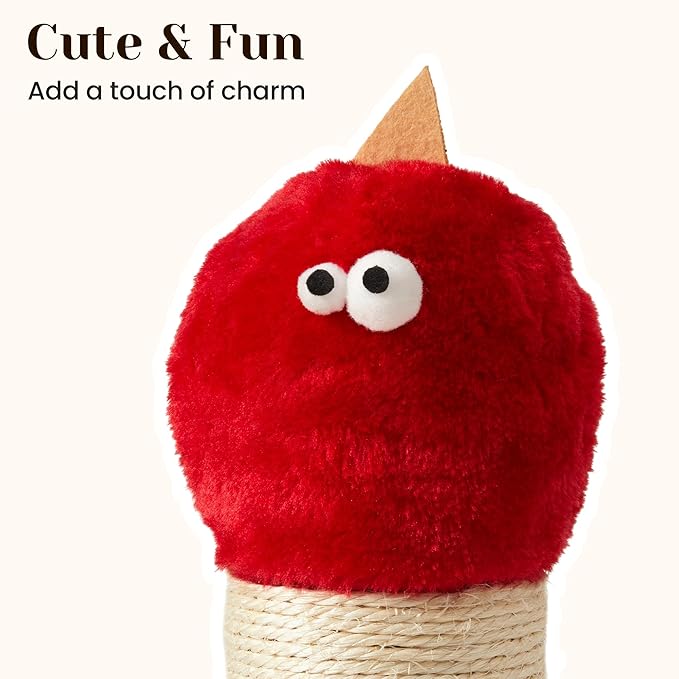 Cat Scratching Post, 22-Inch Tall Sisal Scratcher, Heavy-Duty Cat Climbing Stand for Indoor, Kittens & Large Cats, Red