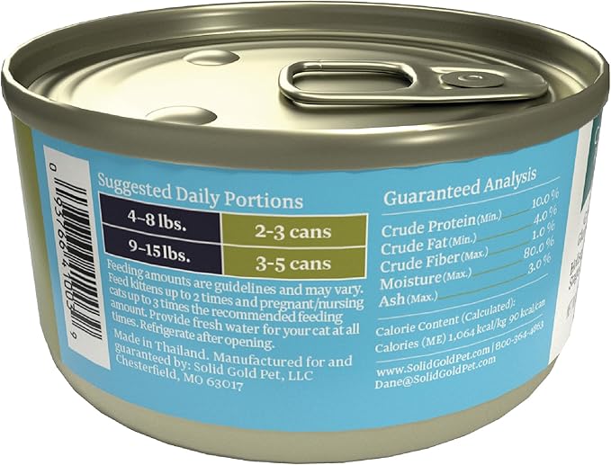Solid Gold Wet Cat Food Pate - Healthy Canned Cat Food Pate w/Real Tuna & Sardine, Omega Fatty Acids, Vitamins & Minerals - Grain Free & Gluten Free Can Meals for Cats & Kittens - 24ct/3oz Can