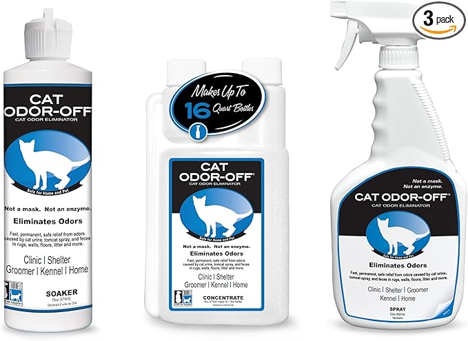 Thornell Cat Odor-Off Concentrate Pet Smell Odor Eliminator Bundle – Cat Odor Eliminator Concentrate for Pet Urine Odor, Tomcat Spray for Cat Urine Smell, Feces on Carpet & Litter Boxes
