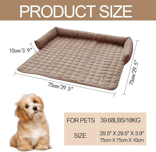 Dog Bed Mat - Washable Pet Furniture Protector with Anti-Slip Bottom for Small Dogs and Cat(Khaki)