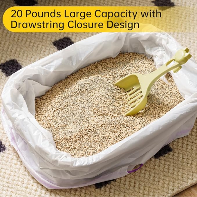 60 Count Self-Cleaning Litter Box Liners for MW-SCO1/MW-SC02/MW-LR01 - Leakproof & Odor-Control Design, 2x Thicker Material Than Standard Liners, Automatic Cat Litter Box Accessories