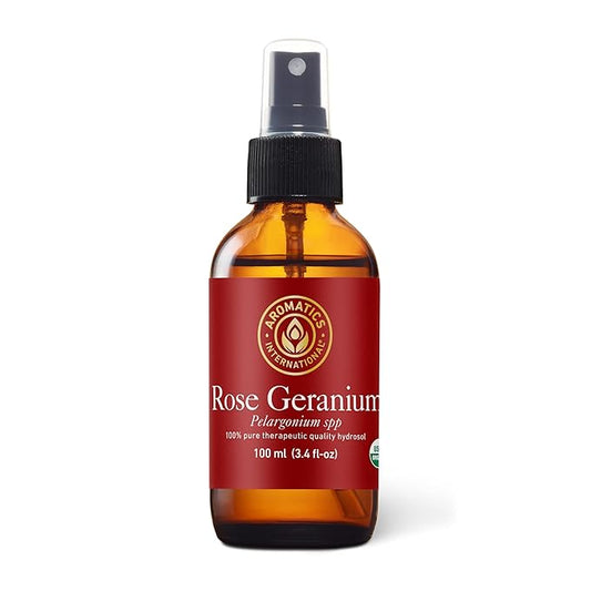 Aromatics International Rose Geranium Hydrosol 100ml | Floral Aromatic Spray for Home Use