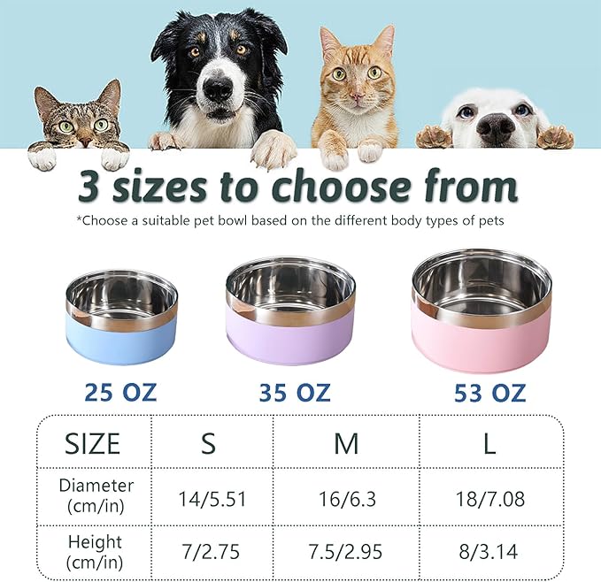 Personalized Dog Bowls with Name, BUGMKCS Customized Steel-stanless Pet Water Bowls for Both Cat & Dog, Engraved Dog Water Bowl, Durable Cute Double Layer Reinforcement Cat Food Bowl for Pets Gifts