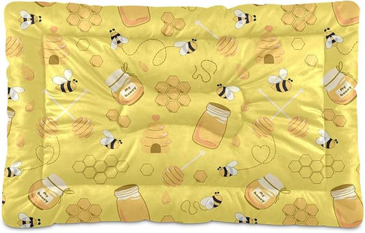 Yellow Bee Honey Pet Bed Cute Dog Bed Mat Absorbing Non Slip Pad Pet Sleeping Mat for Small, Medium, and Large Dogs Puppy Cat 24 in x 18 in