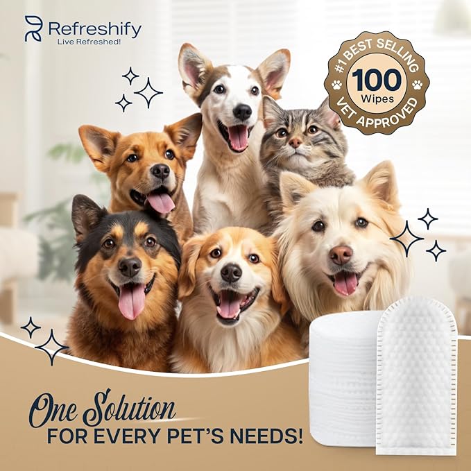 Dog Ear Wipes - 100 Value Pack - Mint Ear Wipes for Dogs, Vet Formulated Pet Ear Wipes for Dogs & Cats – Effective Dog Ear Cleaner for Itch Relief, Wax & Odor