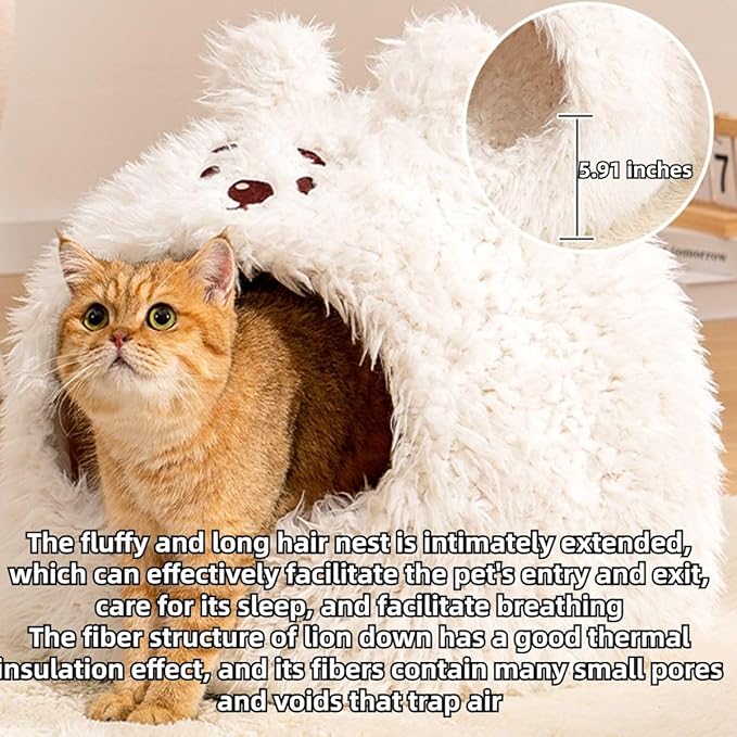 Animal Design Pet Bed Cat Dog Bed for Indoor Cats Pet Tent Cave with Removable Cushion Plush Half-Enclosed Warm House for Cats Small Dogs Kitten Puppy Sleeping (Deer,Large)