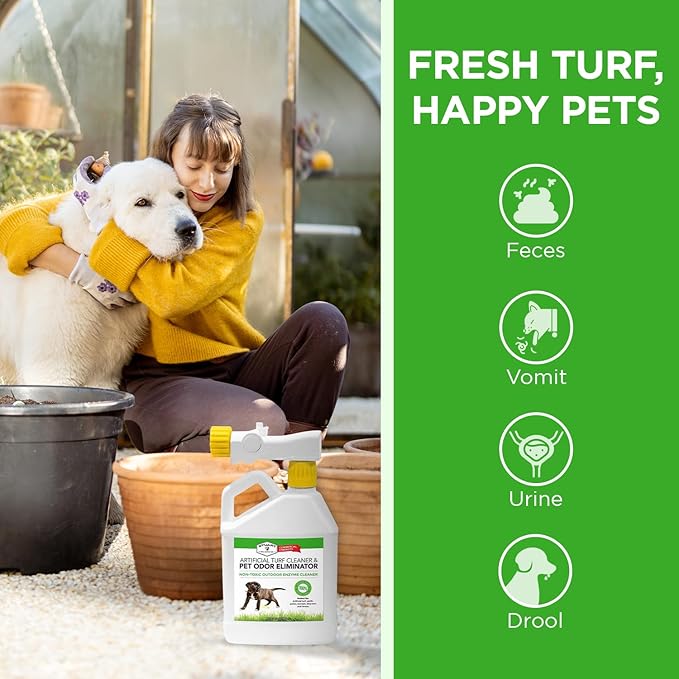 Stuart Pet Supply Artificial Turf Cleaner and Outdoor Pet Odor Eliminator Concentrate is ideal for Yards, Artificial Grass and Patios, Great Yard Odor Eliminator for Dogs Doggie Doo Dissolver (32 Oz.)