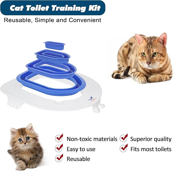 Cat Toilet Training Kit, Plastic Sand Box Mat Trainer Toilet Cleaning Hygienic Pet Supply (2025)