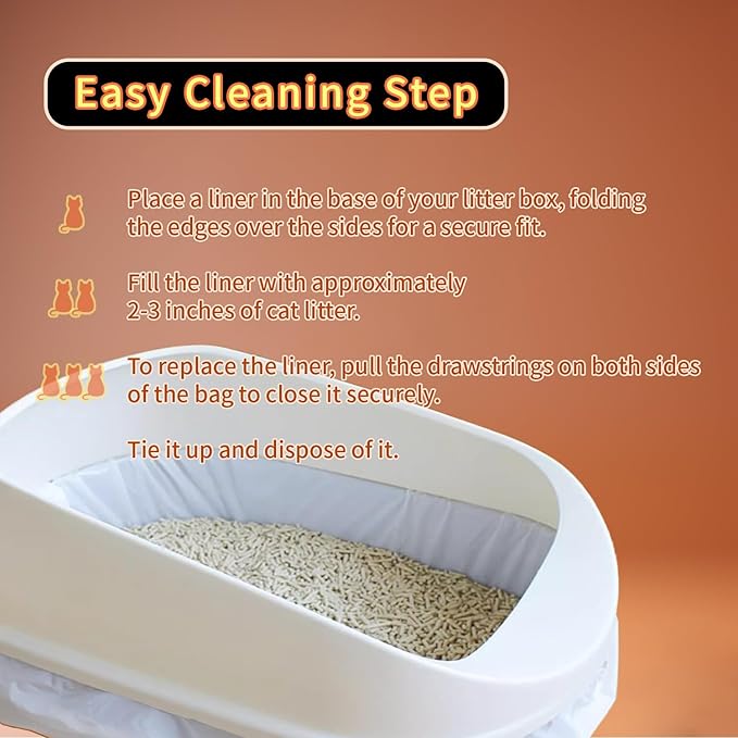 TIGER BRO Thicken Drawstring Litter Box Liner - Odor Penetrating Prevent, Tear & Scratch Resistant, Drawer litter Liner for Cat Litter Box Jumbo(36 * 19IN) 7 Count, Suit for your Paw-some Powerball
