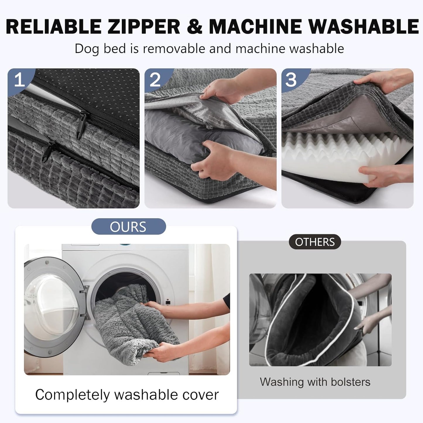 INVENHO Orthopedic Extra Large Dog Bed, XXL Waterproof Egg-Crate Memory Foam Dog Couch Bed with Washable Removable Cover, Waterproof Lining and Nonskid Bottom