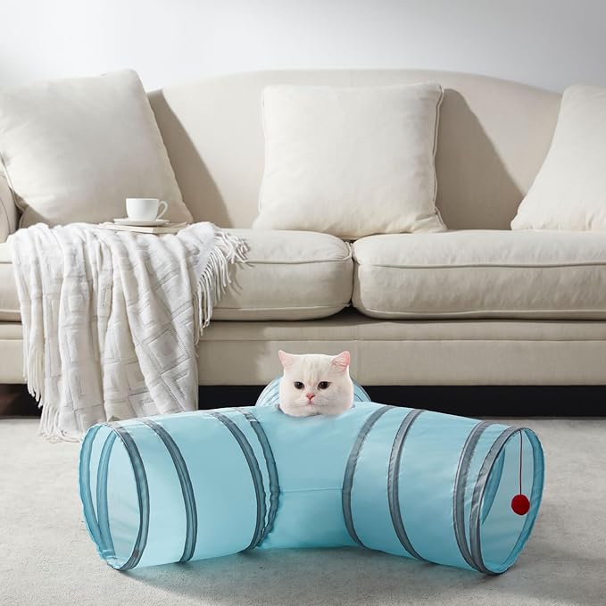 Cat Tunnels for Indoor Cats 3 Way Play Toy Kitty Tunnel Peek Hole Toy with Ball for Cat Tube Fun for Rabbits Kittens and Dogs