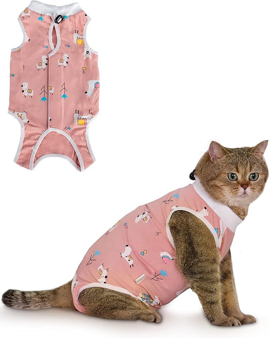 ANWA Cat Recovery Suit - Breathable Cat Onesie for Cats After Surgery Female, Kitten Surgery Recovery Suit Female Abdominal Wounds