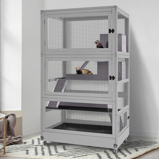 GUTINNEEN Large Chinchilla Cage, 4 Levels Ferret Cage - Large Critter Nation Hutch with Chew-Proof Aluminium Edge & PVC Layer, Brake Wheels Moveable - for Hamster, Rat, Gerbil