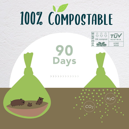 Compostable Dog Poop Bag Rolls, Doggie Poop Bags Refills, Eco-Friendly Pet Waste Bags, Vegetable-Based Unscented, Extra Thick, Leak Proof, Size 9 x 13 Inches, 360 count