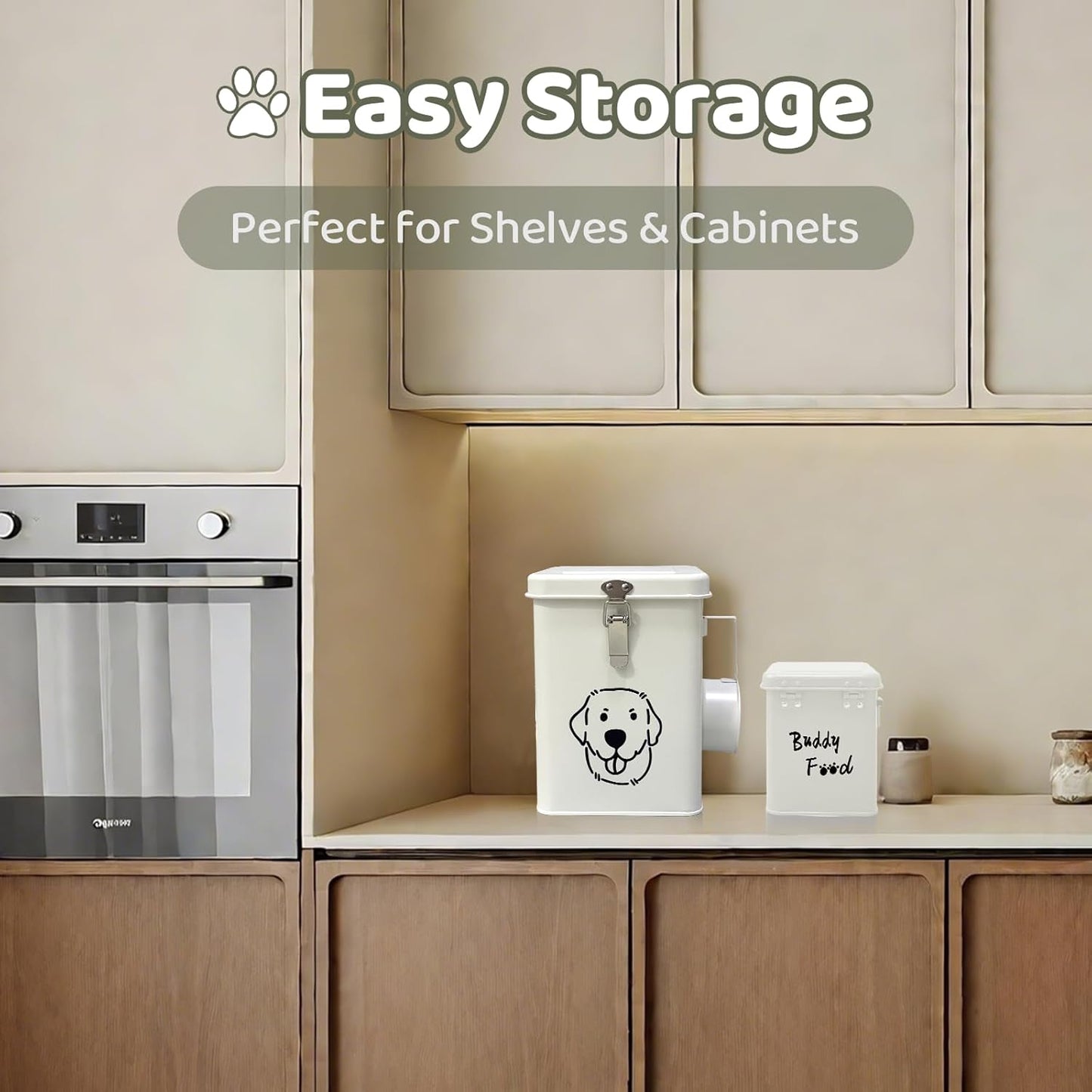 Dog Food Storage Container Airtight Dog Treat Container Pet Food Storage Containers Dog Treat Jar Tinplate Dog Treat Bin Black