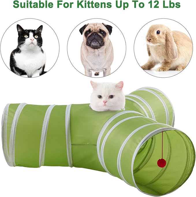 Cat Tunnels for Indoor Cats 3 Way Play Toy Kitty Tunnel Peek Hole Toy with Ball for Cat Tube Fun for Rabbits Kittens and Dogs