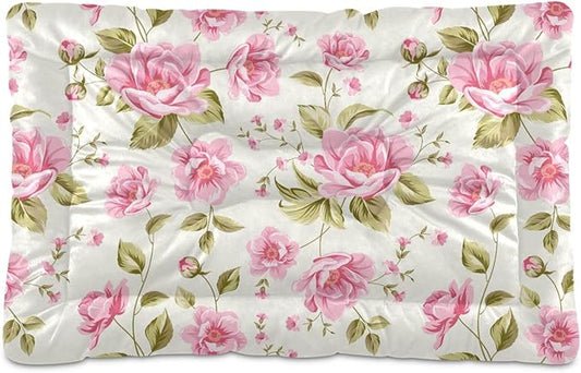 Pet Bed Rose Flower Floral Dog Bed Mat Absorbing Non Slip Pad Pet Sleeping Mat for Small, Medium, and Large Dogs Puppy Cat 36 in x 24 in