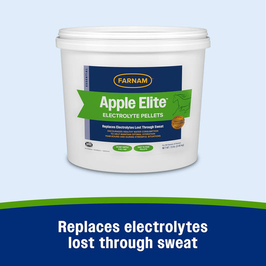 Farnam Apple Elite Electrolyte Supplement for Horses, Replaces Vital Minerals, Encourages Hydration, No Added Sugar, 7.5 lb, 40 Day Supply