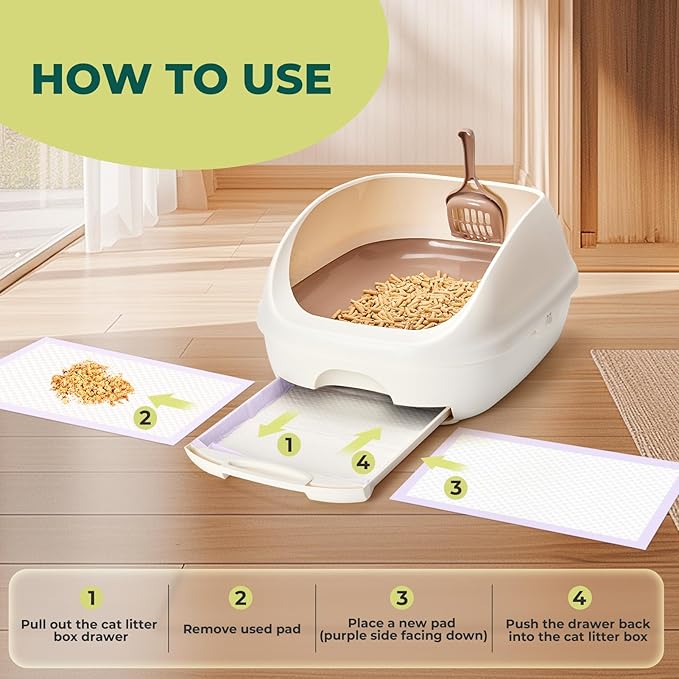 Cat Pads Refills for Tidy Cats Breeze Litter System - Super Absorbent 6-Layer Pads for Odor Control Unscented - 16.9" x 11.4" - Pack of 20 Litter Box Replacement Pads