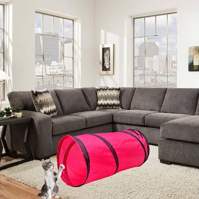 iCAGY Cat Tunnel for Indoor Cats, Pet Cat Kitten Rabbit Play Toys Tube Tunnel Interactive Crinkle Pop Up 20"