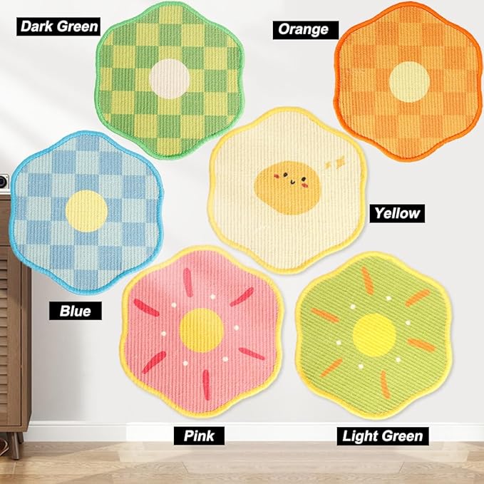 Sisal Cat Scratching Mat – Anti Scratch Furniture Protector for Walls, Couches, Cabinets, Doors & Carpet, 15.7x15.7 Inch, Shedding-Resistant Cat Scratcher with Hook and Loop Fastener (Yellow)