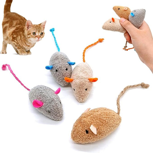 Cat Toys, 4 Pack Plush Catnip-Filled Interactive Cat Toy for Bored Indoor Adult Cat, Realistic Design, Catnip Cat Mouse Toy, 4 Assorted Colors, 4 of Each, Value Pack