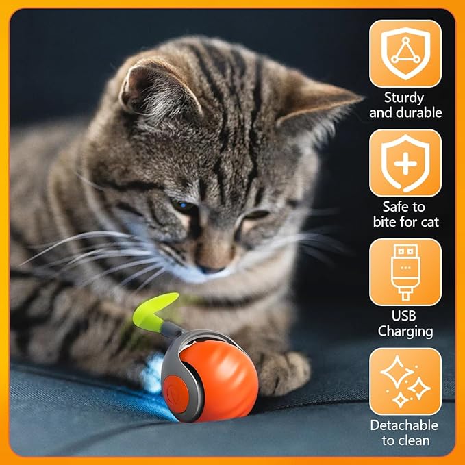 Tail 2.0 Cat Toy,Smart Interactive Cats Toy Balls,Automatic Moving Balls for Cat Dog Touch Motion Rolling Toy Ball,Self Rolling Smart Cats Toy Ball Interactive