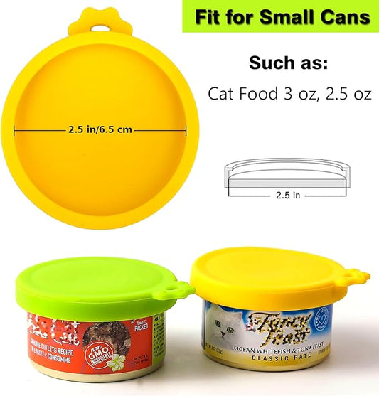 Comtim Small Cat Food Can Lids with Cat Food Spoon Set, Silicone Cat Food Can Covers Lids for 3 oz Cans, Cat Can Opener Spatula Cat Spoon for Wet Food